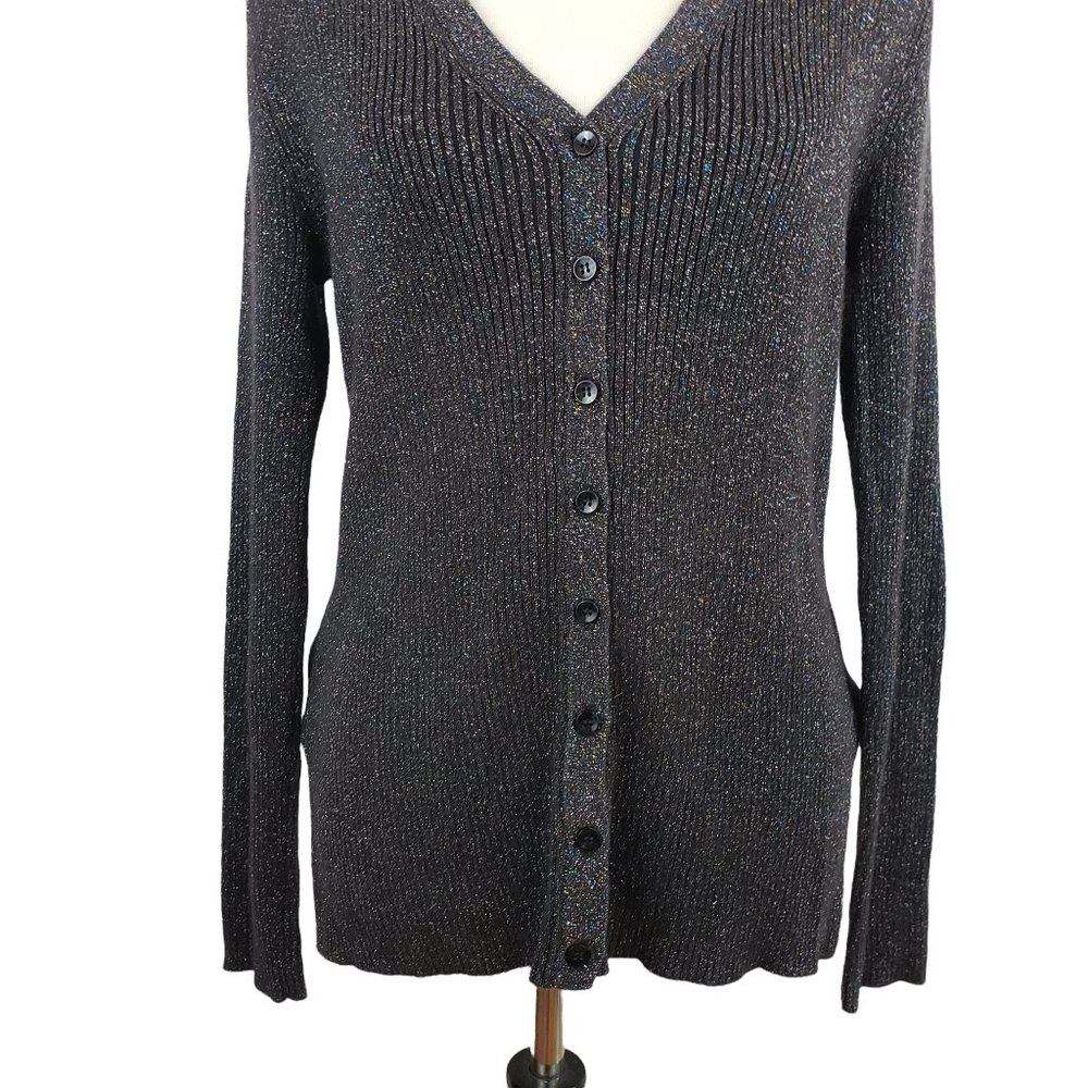 George Rainbow Metallic Ribbed Button-up Cardigan Large - Picture 3 of 8